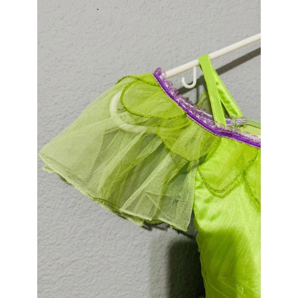 DisneyTinker Bell Costume Dress Girls 5/6 Green‎ Purple Fairy Halloween Birthday